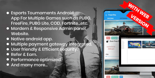 BattleMania With Web version Tournament App with Website Admin Panel for PUBG Free Fire COD