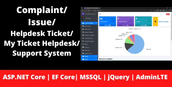 Complaint Issue Helpdesk Ticket My Ticket HelpDesk Support System ASP.NET Core EF Core