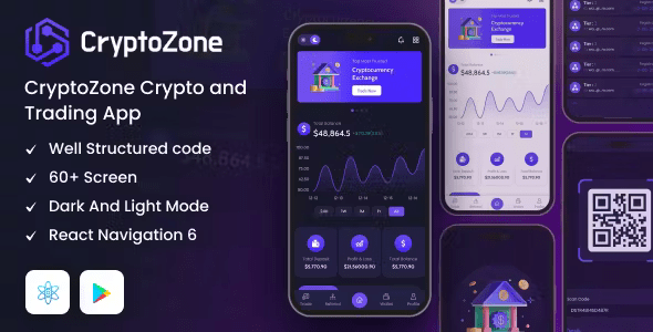 CryptoZone React Native Cryptocurrency Mobile App Template