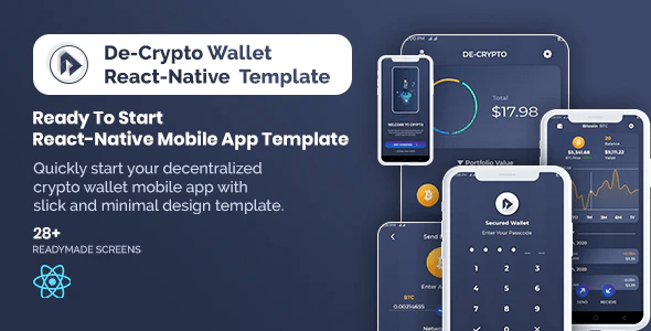 De Crpyto Wallet Cryptocurrency Mobile App React Native Template