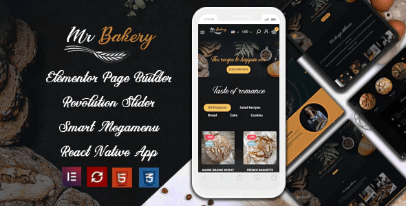 MrBakery Organic Food Bread Elementor eCommerce Store