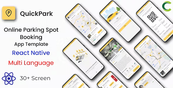 Parking Spot Booking App Car Parking App React Native QuickPark Multi Language