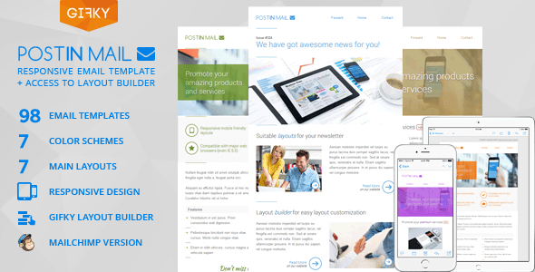 Postin Mail Responsive Email Template Access to Gifky Layout Builder