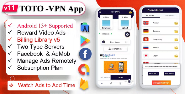 TOTO VPN VPN App Facebook Ads Admob Ads Ads Manage Remotely VPN VPN Subscription Plan