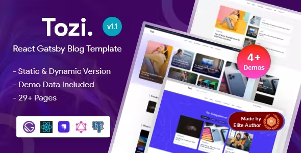 Tozi Gatsby React Blog Magazine Template