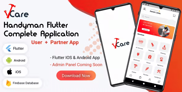 VCare Handyman Flutter Complete Application