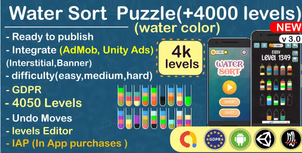 Water Sort Puzzle liquid sorting complete unity game AdMob 1 1