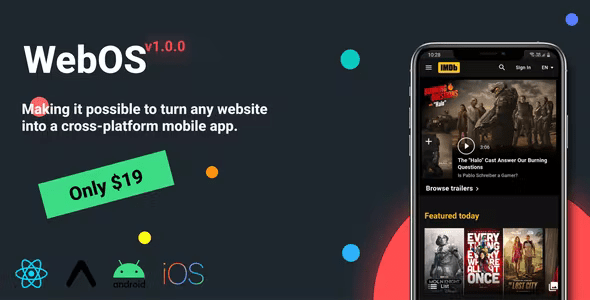 WebOS Configurable React Native Cross Platform WebView App Template