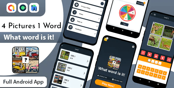 What word is it 4 Pictures 1 Word Trivia game with admob ready to publish
