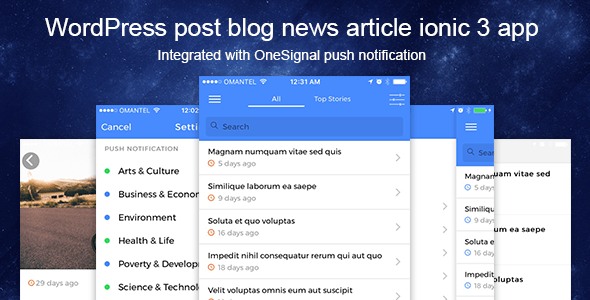 WordPress Post Blog News Article Ionic App Ionic 3 Full Application